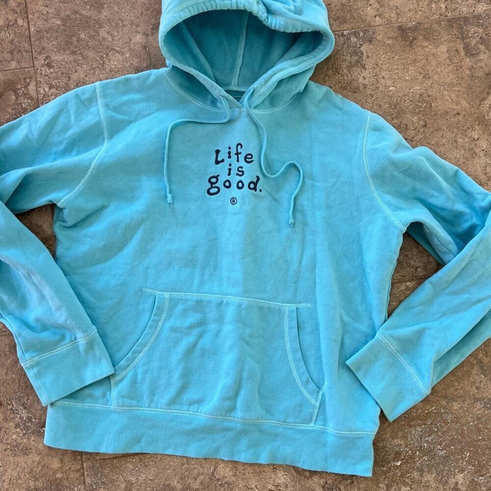 Life is Good Teal Hooded sweatshirt, Women's size L